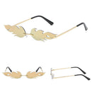 Flame Sunglasses Metal Frameless Street Fashion Sun Glasses(Gold Frame Pink Film)