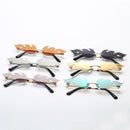 Flame Sunglasses Metal Frameless Street Fashion Sun Glasses(Gold Frame Pink Film)