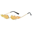 Flame Sunglasses Metal Frameless Street Fashion Sun Glasses(Gold Frame Red Film)