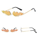 Flame Sunglasses Metal Frameless Street Fashion Sun Glasses(Gold Frame Red Film)