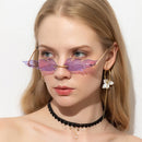 Flame Sunglasses Metal Frameless Street Fashion Sun Glasses(Gold Frame Red Film)