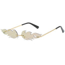 Flame Sunglasses Metal Frameless Street Fashion Sun Glasses(Gold Frame Purple Film)