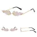 Flame Sunglasses Metal Frameless Street Fashion Sun Glasses(Gold Frame Purple Film)