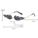 Flame Sunglasses Metal Frameless Street Fashion Sun Glasses(Gold Frame Transparent Purple Lens)