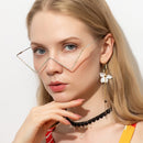 2 PCS S2057 Personality no Metal Glasses Frame Half Frame Street Shooting Decorative Frames, Frame color: C02 Silver