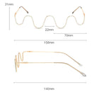 2 PCS New Fashion Handmade Diamond Half-Frame Metal Wave Without Decorative Glasses Frame, Frame color: C02 silver