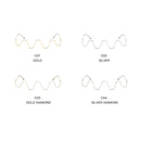 2 PCS New Fashion Handmade Diamond Half-Frame Metal Wave Without Decorative Glasses Frame, Frame color: C02 silver