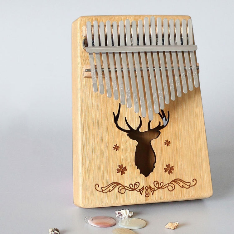 17-tone Kalimba Portable Thumb Piano, Style:Bamboo-Classic Deer