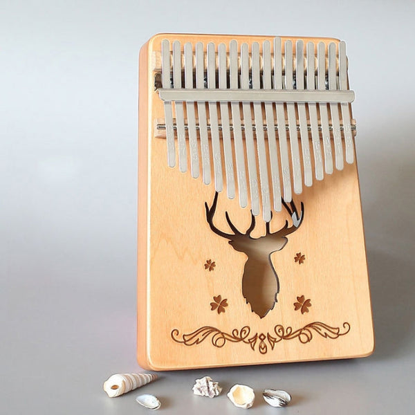 17-tone Kalimba Portable Thumb Piano, Style:Spruce-Classic Deer