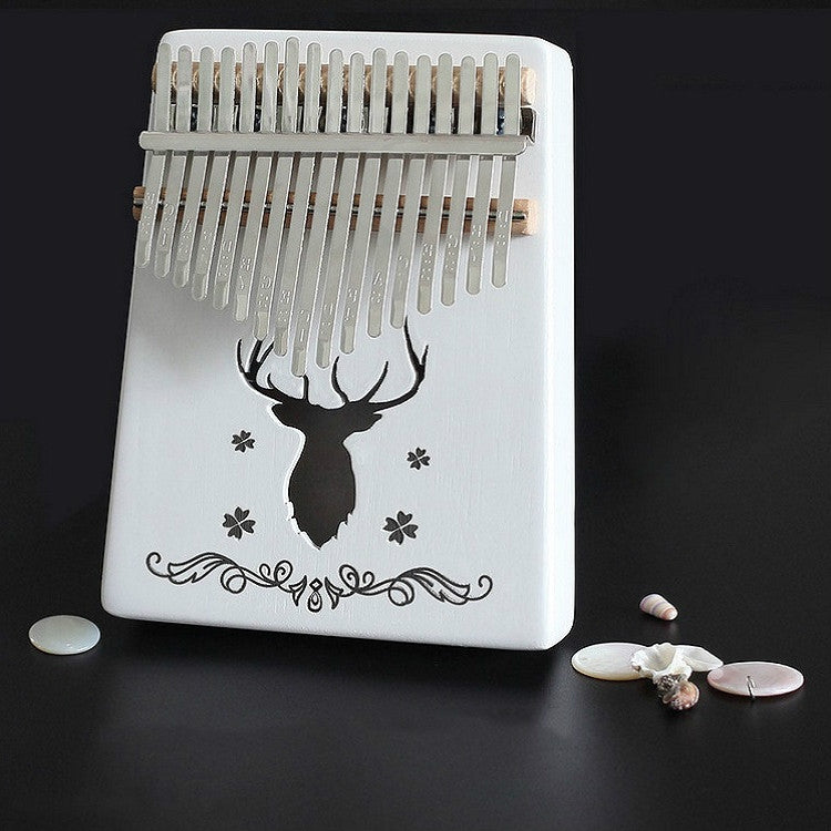17-tone Kalimba Portable Thumb Piano, Style:White-Classic Deer