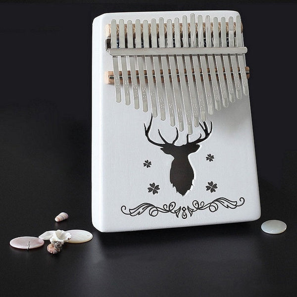 17-tone Kalimba Portable Thumb Piano, Style:White-Classic Deer