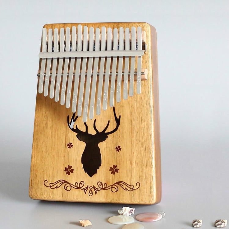 17-tone Kalimba Portable Thumb Piano, Style:Acacia-Classic Deer