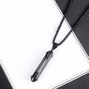OPK 1573 Men Classic Cylindrical Openable Perfume Bottle Pendant Necklace, Style:Pendant+Chain, Color:Black