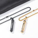 OPK 1573 Men Classic Cylindrical Openable Perfume Bottle Pendant Necklace, Style:Pendant+Chain, Color:Black
