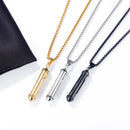 OPK 1573 Men Classic Cylindrical Openable Perfume Bottle Pendant Necklace, Style:Pendant+Chain, Color:Black