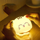 Creative Cute Cat Silicone Night Light Touch Control USB Charging Bedroom Bedside Desk Lamp with Recording+Remote Control(Pink)
