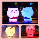 Creative Cute Cat Silicone Night Light Touch Control USB Charging Bedroom Bedside Desk Lamp with Recording+Remote Control(Pink)
