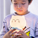 Creative Cute Cat Silicone Night Light Touch Control USB Charging Bedroom Bedside Desk Lamp with Recording+Remote Control(Blue)