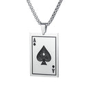 OPK 1670 All-match Titanium Steel Spade A Playing Card Pendant Personality Men Necklace, Color:True Color Pendant+Chain