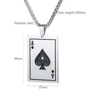OPK 1670 All-match Titanium Steel Spade A Playing Card Pendant Personality Men Necklace, Color:True Color Pendant+Chain