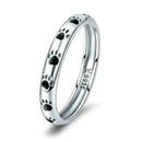 Pet Footprint Ring S925 Sterling Silver Oil Drop Ring, Size: 8