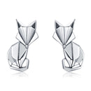 S925 Animal Earrings Jewelry Origami Fox Sterling Silver Girls Earrings