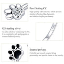 S925 Sterling Silver Cute Pet Paw Print Open Ring Black Dripping Ring