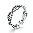 S925 Sterling Silver Ring Vintage Open Ring DNA Shape Ring
