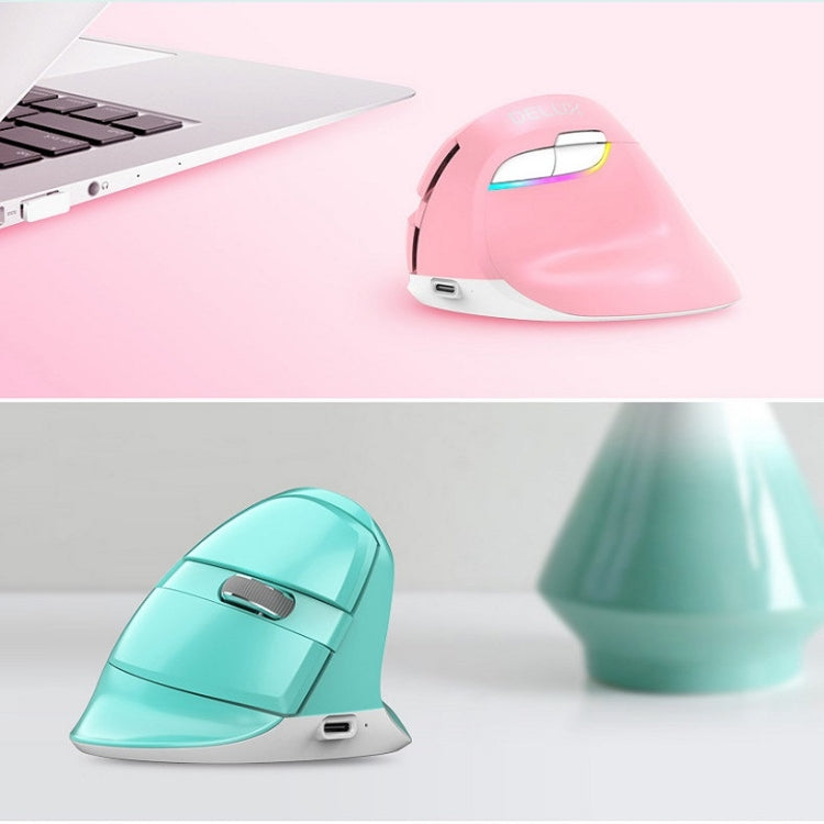 DELUX M618Mini Colorful Wireless Luminous Vertical Mouse Bluetooth Rechargeable Vertical Mouse(Cherry pink)