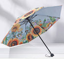Sunflower Vinyl Sunscreen Double-layer Sunshade UV Umbrella Folding Rain and Sun Dual-purpose Umbrella(Sky Blue)