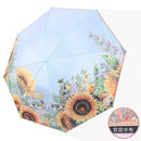 Sunflower Vinyl Sunscreen Double-layer Sunshade UV Umbrella Folding Rain and Sun Dual-purpose Umbrella(Sky Blue)