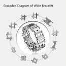 Multifunctional Stainless Steel Outdoor Survive Tool Bracelet for Men(316L Wide Silver)