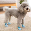 4 PCS/Set Cartoon Dog Shoes Pet Silicone Waterproof Rain Boots, Size: L(Blue)