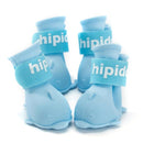 4 PCS/Set Cartoon Dog Shoes Pet Silicone Waterproof Rain Boots, Size: L(Blue)