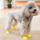 4 PCS/Set Cartoon Dog Shoes Pet Silicone Waterproof Rain Boots, Size: L(Yellow )