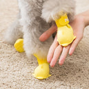 4 PCS/Set Cartoon Dog Shoes Pet Silicone Waterproof Rain Boots, Size: L(Yellow )
