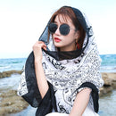 Summer Cotton and Linen Ethnic Travel Silk Scarf Sunscreen Big Shawl Ladies Beach Towel, Size:180 x 100cm(Black Elephant)