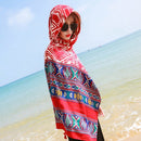Summer Cotton and Linen Ethnic Travel Silk Scarf Sunscreen Big Shawl Ladies Beach Towel, Size:180 x 100cm(Geometric Tribe)