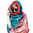 Summer Cotton and Linen Ethnic Travel Silk Scarf Sunscreen Big Shawl Ladies Beach Towel, Size:180 x 100cm(Color Matching Squares)