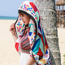 Summer Cotton and Linen Ethnic Travel Silk Scarf Sunscreen Big Shawl Ladies Beach Towel, Size:180 x 100cm(Blue Auspicious Clouds)