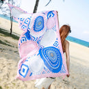 Summer Cotton and Linen Ethnic Travel Silk Scarf Sunscreen Big Shawl Ladies Beach Towel, Size:180 x 100cm(Pink Discs)