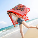 Summer Cotton and Linen Ethnic Travel Silk Scarf Sunscreen Big Shawl Ladies Beach Towel, Size:180 x 100cm(Plaid Flowers)