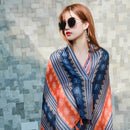 Summer Cotton and Linen Ethnic Travel Silk Scarf Sunscreen Big Shawl Ladies Beach Towel, Size:180 x 100cm(Yellow And Blue)