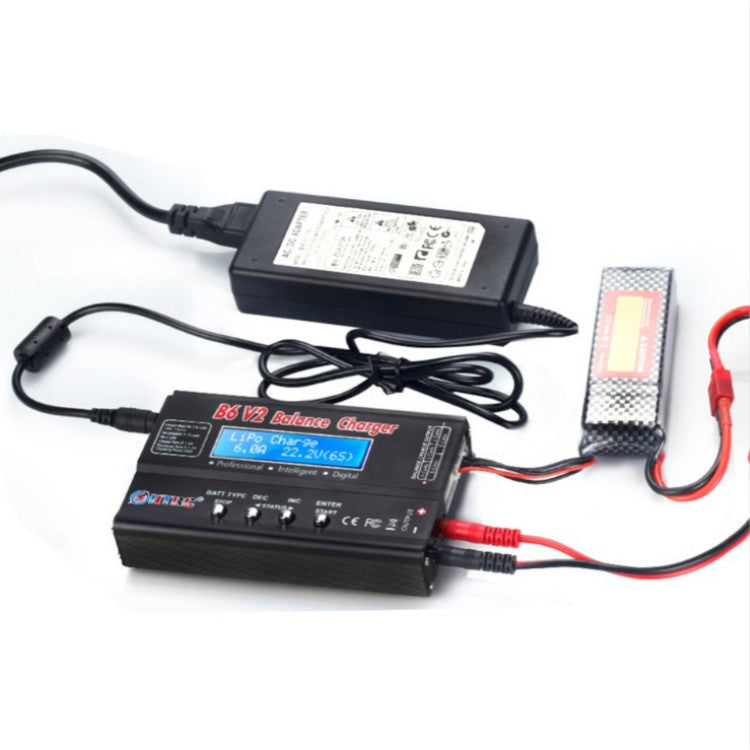 HTRC B6 V2 Balance Charger Intelligent Model Airplane Lithium Battery Charger, EU Plug