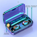 F9-10 IPX7 Waterproof Bluetooth Earphone with Magnetic Charging Compartment & Three LED Digital Display(Black )