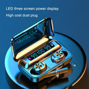 F9-10 IPX7 Waterproof Bluetooth Earphone with Magnetic Charging Compartment & Three LED Digital Display(Black )