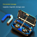 F9-10 IPX7 Waterproof Bluetooth Earphone with Magnetic Charging Compartment & Three LED Digital Display(Black )