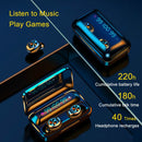 F9-10 IPX7 Waterproof Bluetooth Earphone with Magnetic Charging Compartment & Three LED Digital Display(Black )