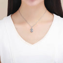 S925 Sterling Silver Blue Zircon Movable Owl Pendant DIY Bracelet Accessories, Style:Necklace+Pedndant
