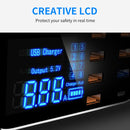 USLION PD18W Charger QC Multi-port USB Smart Digital Power Strip LED Screen Digital Display Charger EU Plug